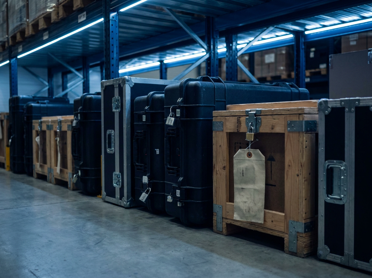 Sealed diplomatic cargo cases in a bonded facility